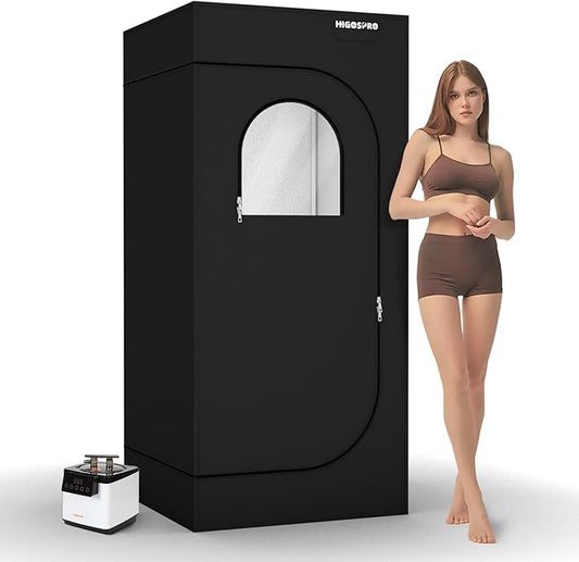 600D Canvas Full Size Steam Sauna, 71in High Sauna Box, Portable Sauna, Personal Steam Sauna with Touchscreen 1000W & 2.6 L Steam Generator, Remote Control